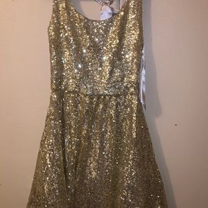Gold sequin dress with a tie back!